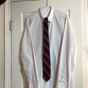 White H&M dress shirt and red Greendog tie